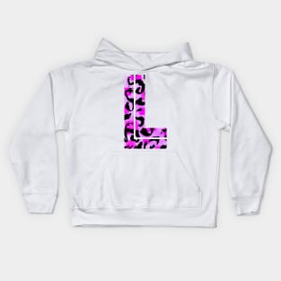 Letter L Watercolour Leopard Print Alphabet Kids Hoodie